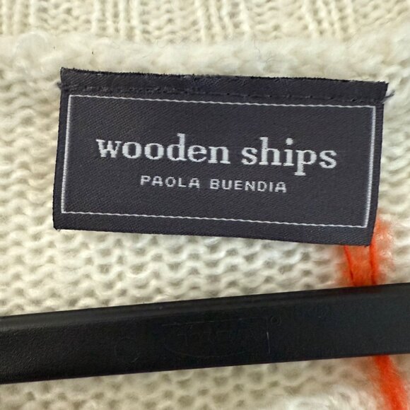 Wooden Ships Metallic Gold Snowflake Crew Lightweight Sweater Womens M/L NEW - Picture 2 of 7